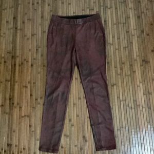 Free People Burgundy Faux Leather Leggings